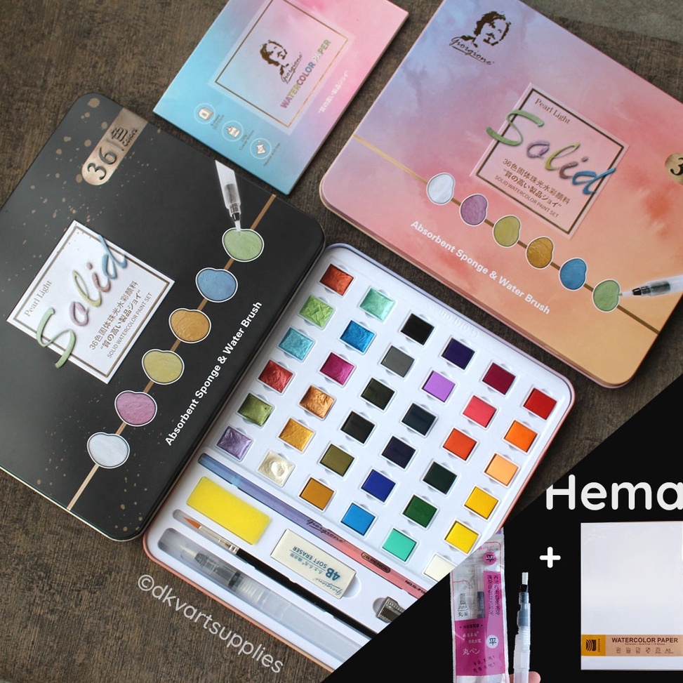 

KODE X7C Giorgione Watercolor Watercolour Set 36 48 Colors Warna Pearlescent Starry Cat Air Metallic