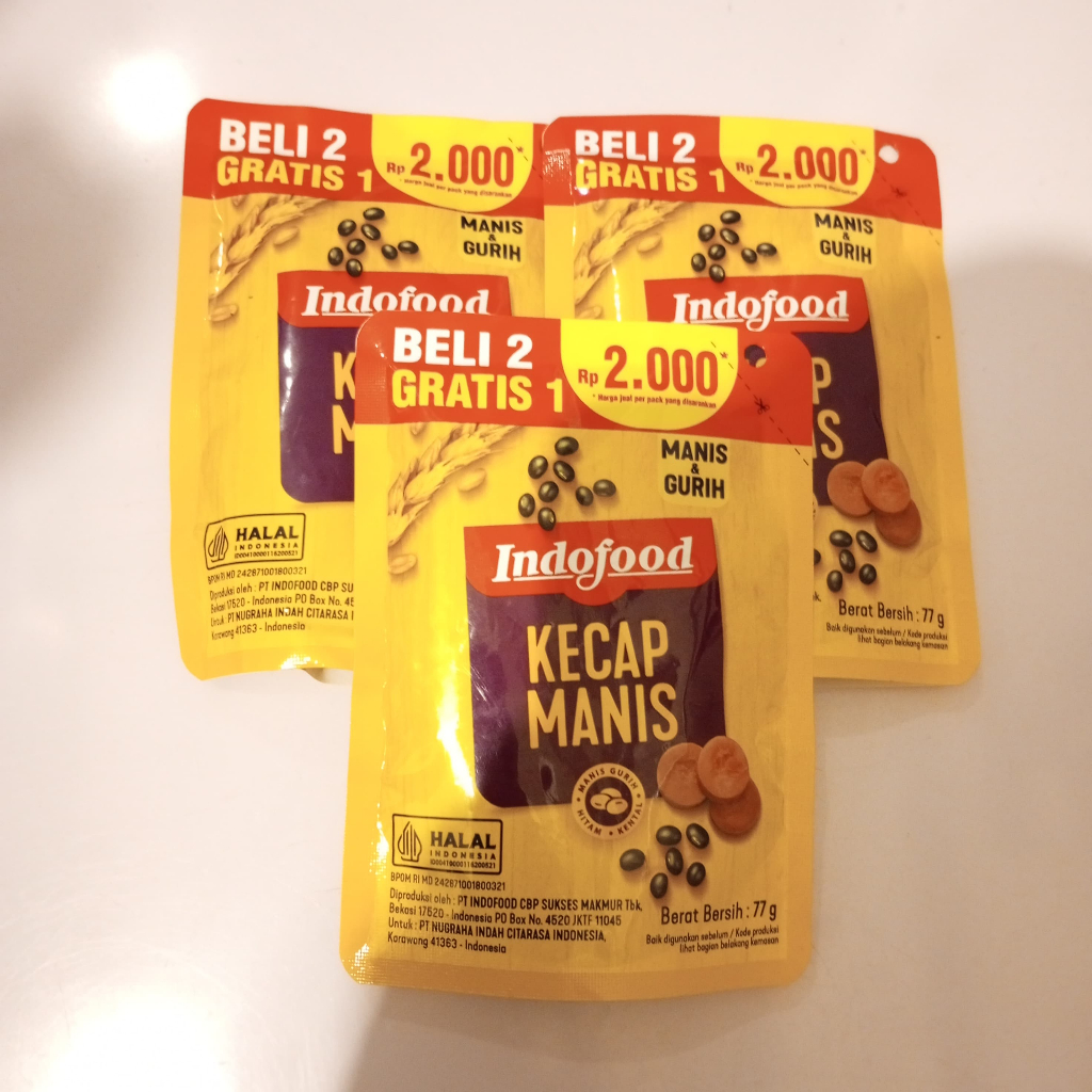 

Indofood Kecap Manis Refill 77g(beli 2 gratis 1)