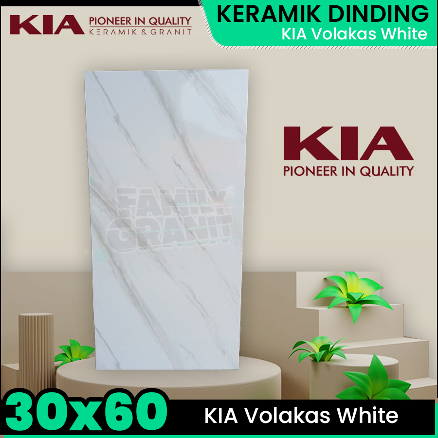 Keramik Dinding 30x60 KIA Volakas White Motif Marmer Carara Glossy