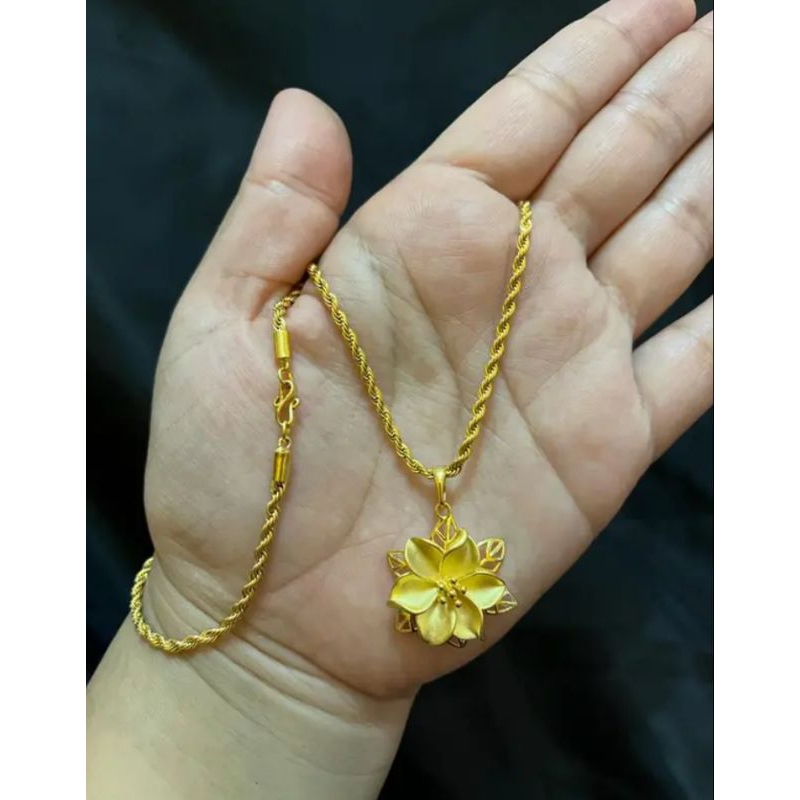 kalung tambang free Liontin setara 1 suku, Lapis Emas MURNI 24karat,