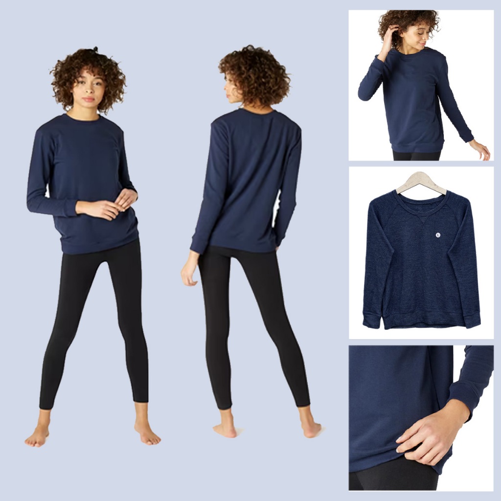 Sweater Wanita Uniqlo Crew Neck Wide Long Sleeve T-Shirt Wanita
