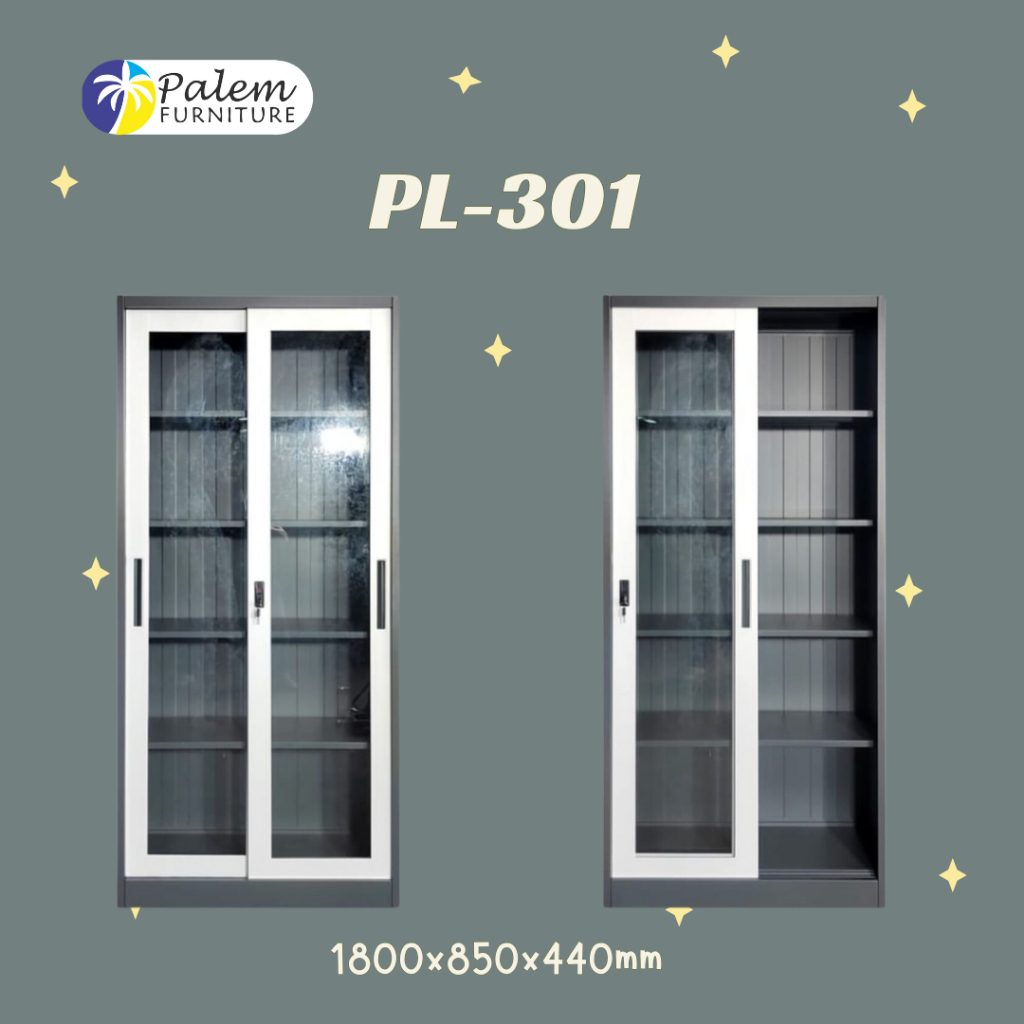 Lemari Besi  Lemari Arsip Sliding Kaca 2 Pintu