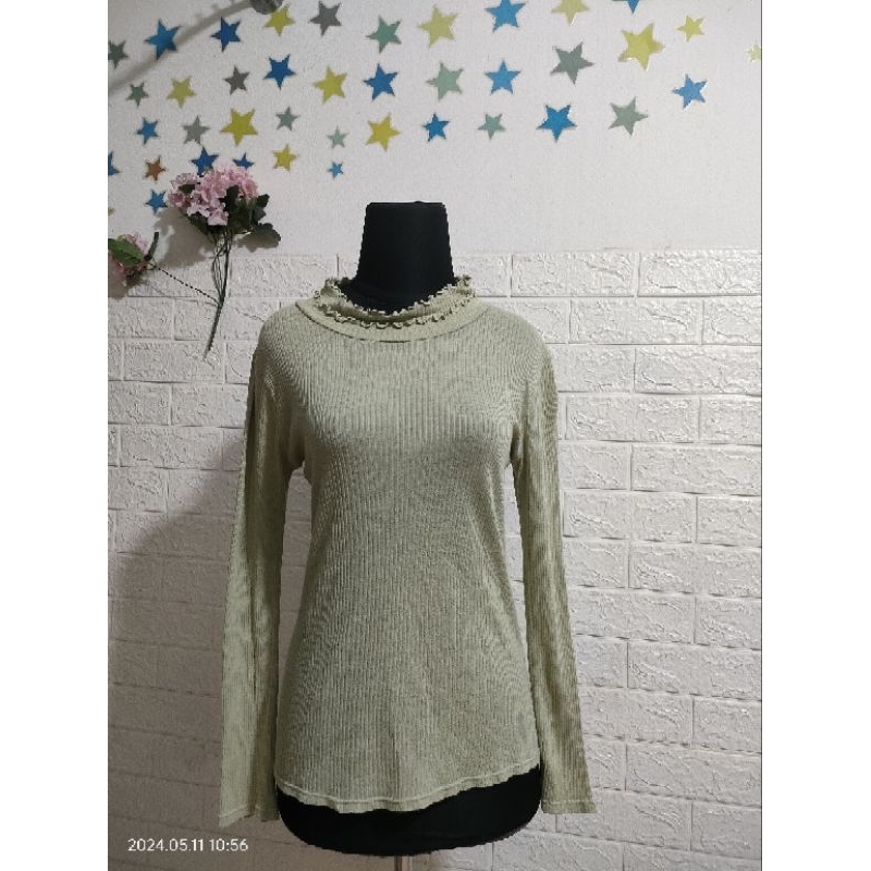 atasan wanita lengan panjang warna sage