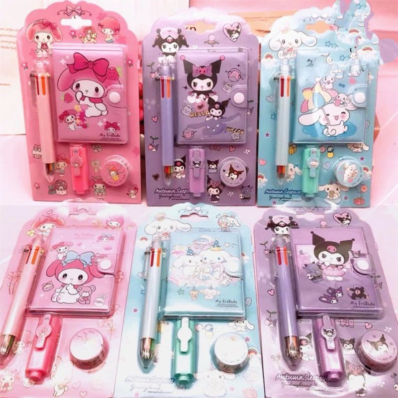 

Buku Diary Aesthetic notebook 4in1 sanrio alat tulis perlengkapan anak buku memo karakter