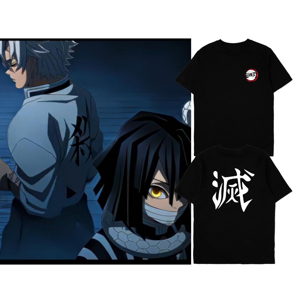 Kaos anime kimetsu no yaiba logo dan sablon belakang