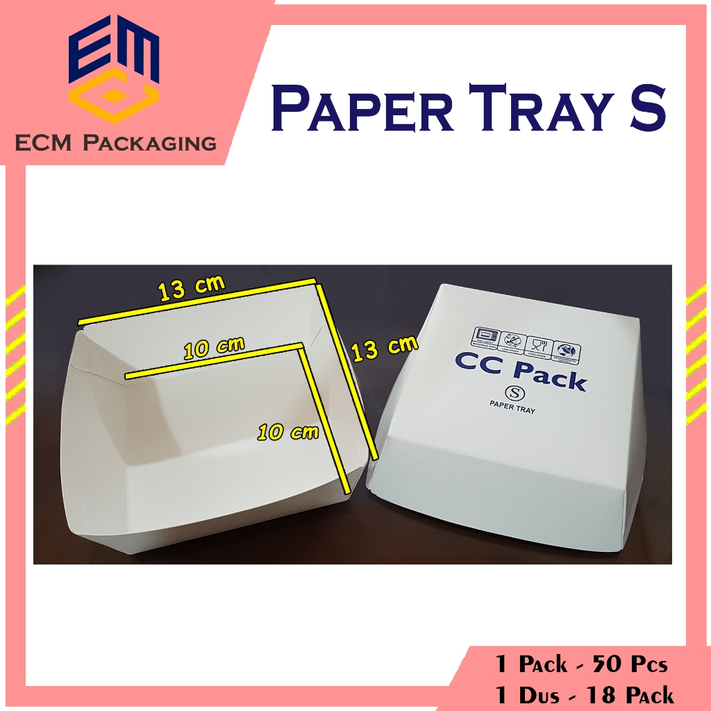 Food Tray S / Paper Tray S Putih Polos 50pcs