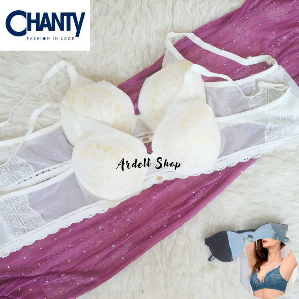 DC CHANTY BRA WANITA TANPA KAWAT RENDA TRANSPARAN IVORY CUP 34B TRL