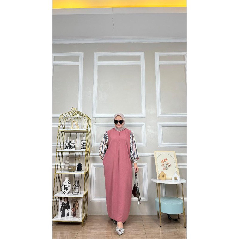 Disa Hijab - SALE VANILA DRESS / GAMIS KOMBINASI CEY AIRFLOW DAN RAYON / GAMIS VANILA