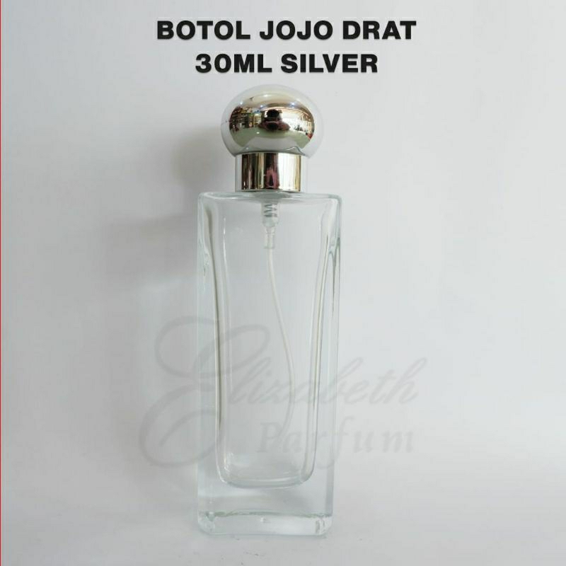 Botol Parfum 30ml. Botol Jojo drat silver 30ml. Jual grosir botol parfum 30ml