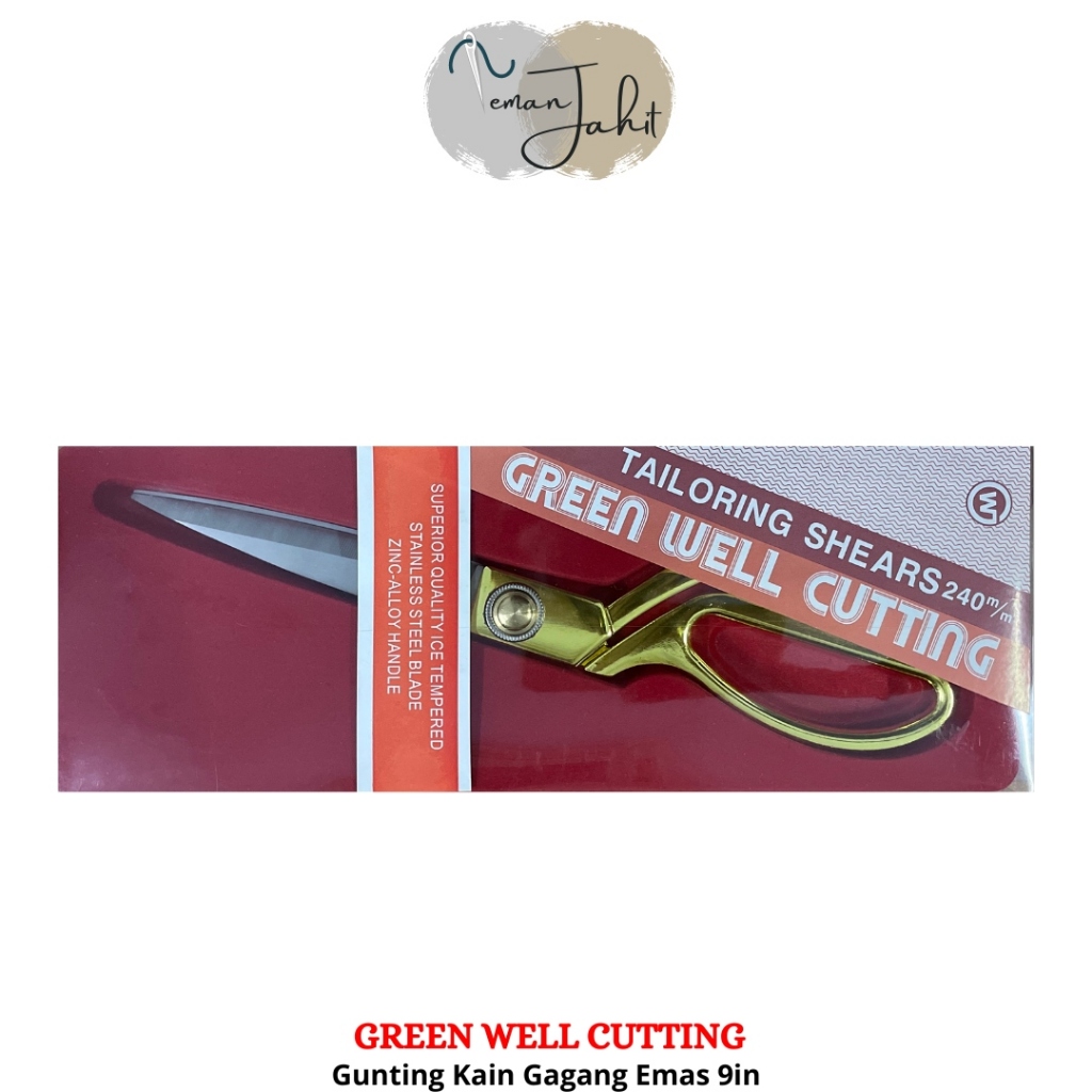 

Gunting Green Well Cutting 9in / Gunting bahan kain / Gunting Kertas / Gunting Pita