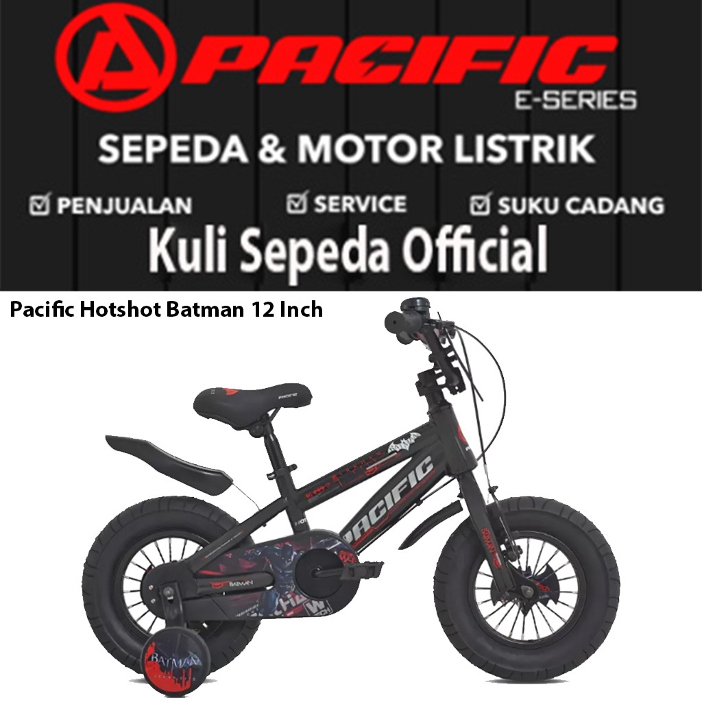 Sepeda Anak 3 Tahun BMX Pacific HOTSHOT BTH 3.0 Batman 12 inch