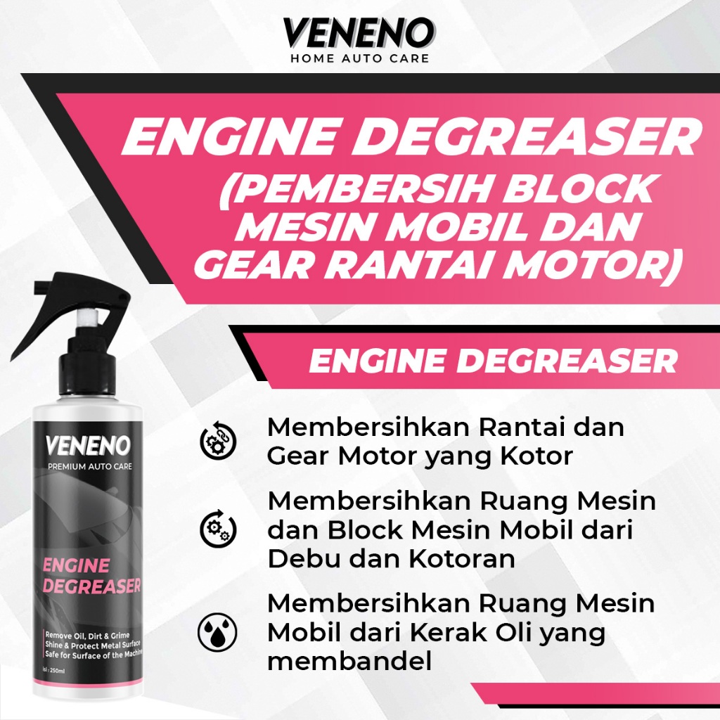 Draknesya - Veneno Engine Degreaser Pembersih Sisa Oli, Kotoran & Kerak Motor Mobil