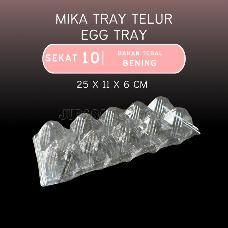 (50 PCS) Mika Egg Tray Mika Telur Telor isi 10 Bahan Super Tebal Bening | Murah Berkualitas | Mika T