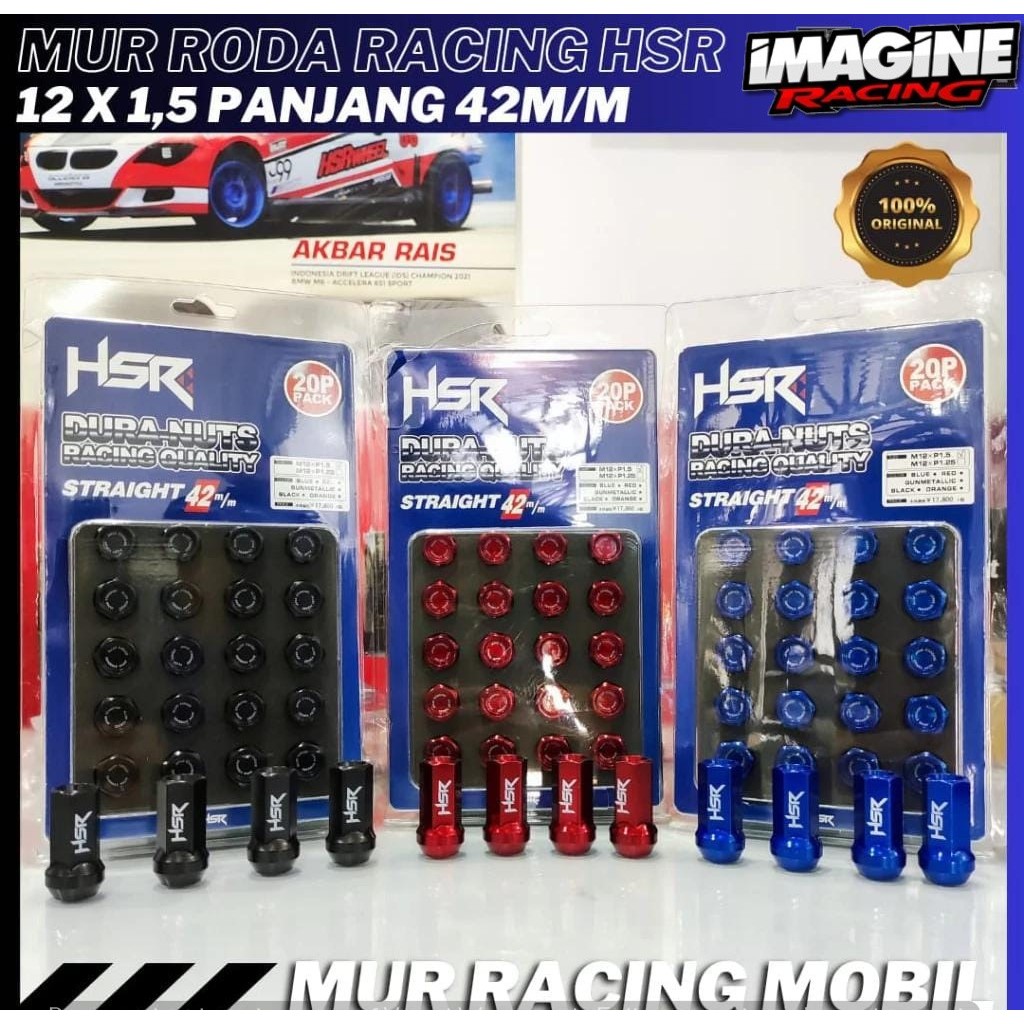 BAUT MUR RODA MOBIL  RACING TYPE DURA NUT HSR UKURAN 12X1,5  & 12X1,25  VELG STANDAR DAN VELG RACING