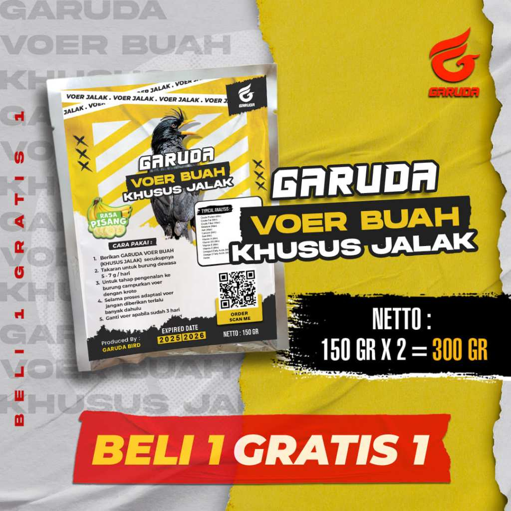 BELI 1 GRATIS 1 VOER BUAH KHUSUS BURUNG JALAK | VOER HARIAN | VOER NUTRISI KOMPLIT | GARUDA VOER BUA