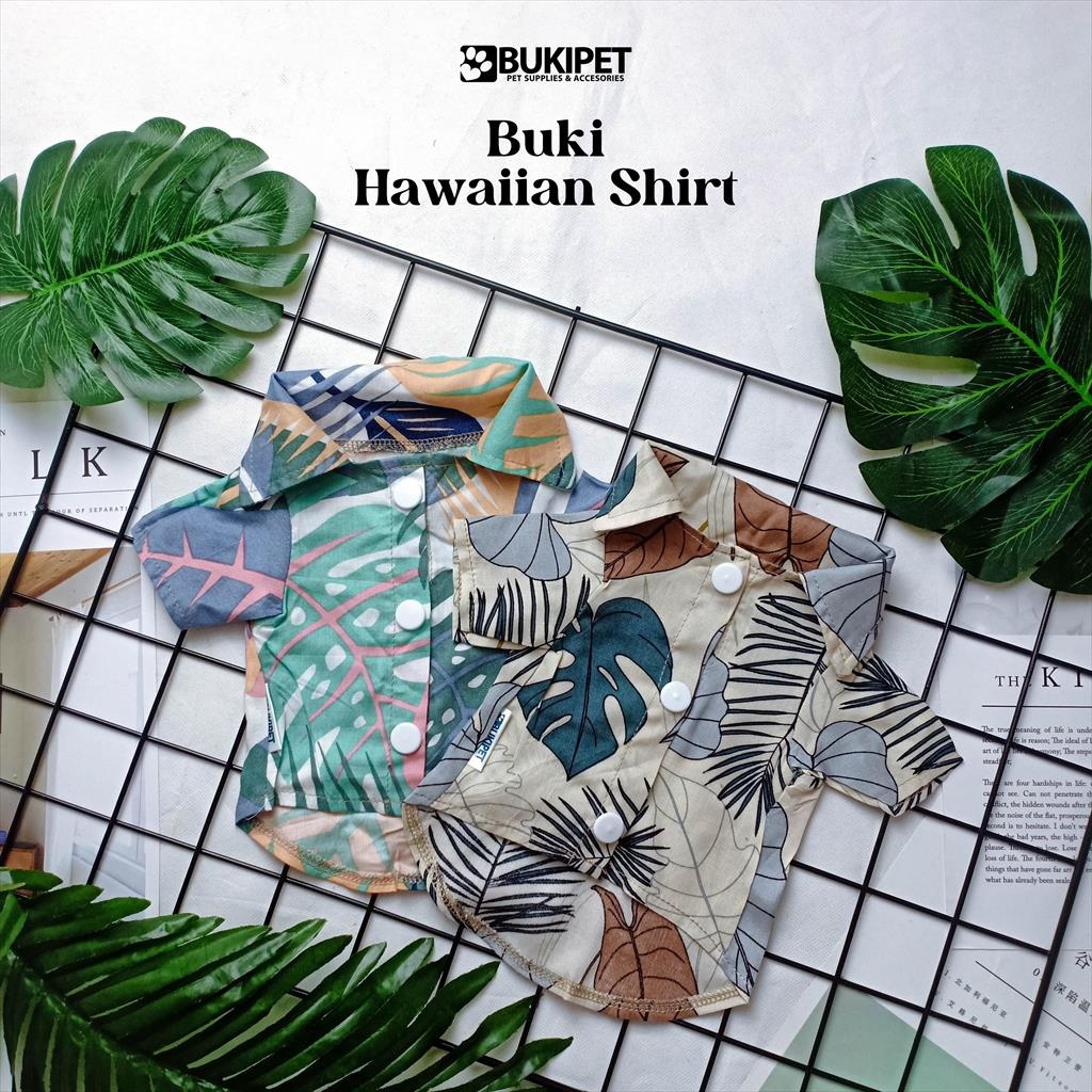 Baju Kaos Kucing HAWAIIAN SHIRT - Baju Kemeja Kucing Anjing BUKIPET - Baju Kucing Jantan