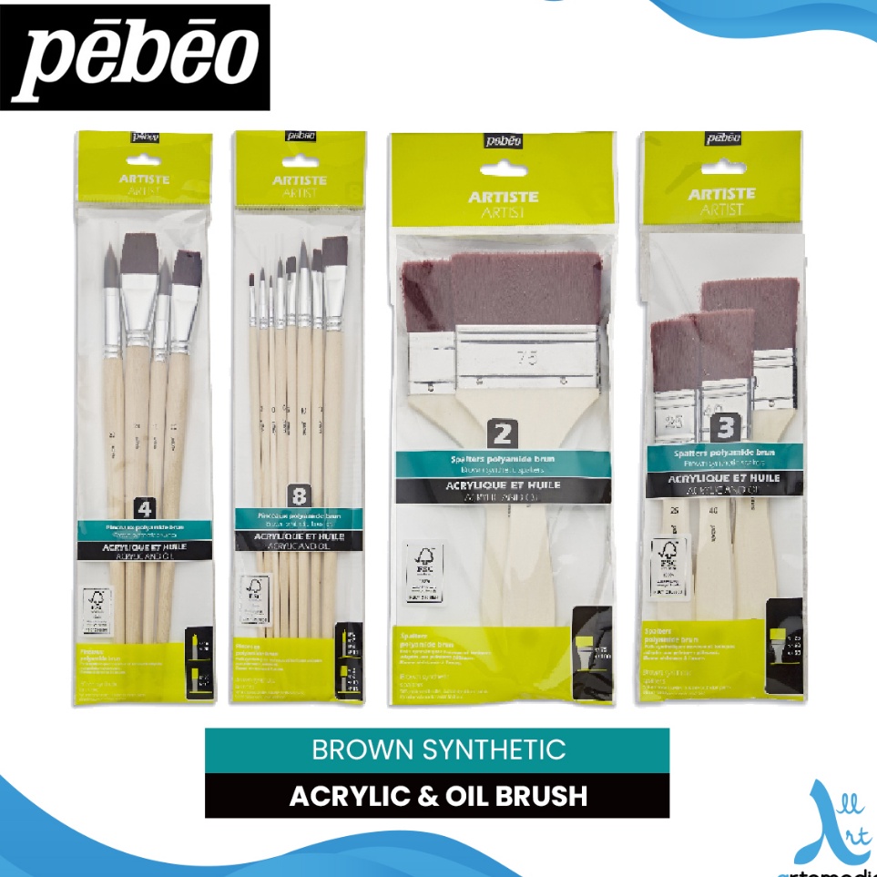 

Pebeo Brown Synthetic Oil and Acryllic Brush Set ART Y4Z3