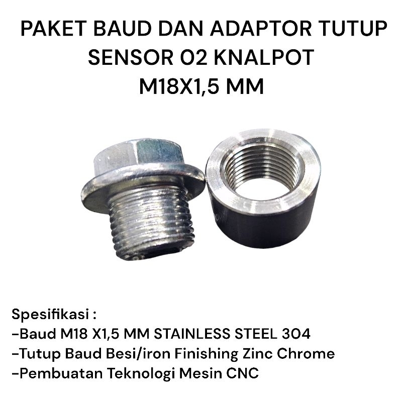 Sensor & Adaptor — Bung + Plug Sensor O2 M18 × 1.5 · Stainless — foto 3