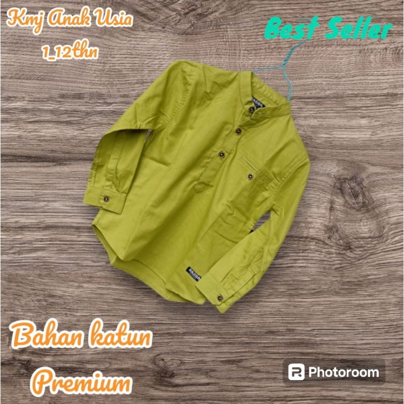 New Kemeja Anak Panjang warna Lemon / Koko anak hijau Lemon terbaru