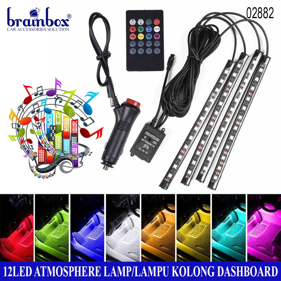 DRL LED Kolong Dashboard Remote + Music - LED RGB - Lampu Neon Dashboard