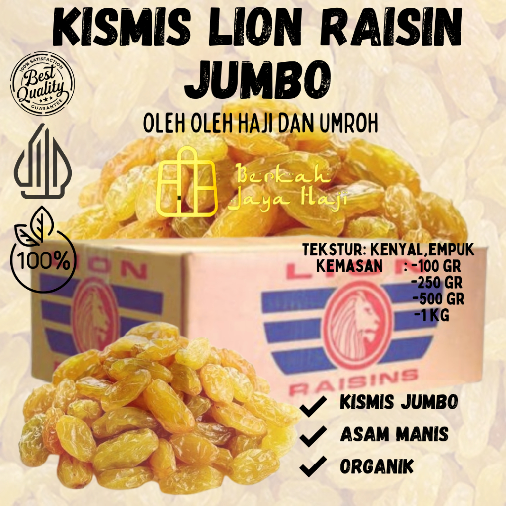 

Kismis Golden Asal India Ukuran Jumbo / Kismis dengan rasa Asam Manis