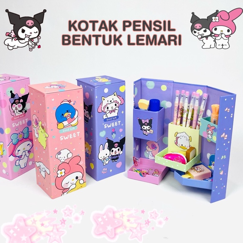 

KODE E57A HD Kotak Pensil Karton Rak Berdiri TingkatPencil CasePencil Box