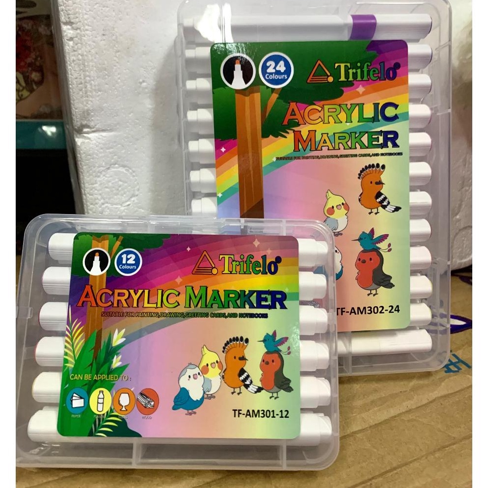 

KODE I33G acrilic marker spidol acrilic 24 warna segala permukaan trifello