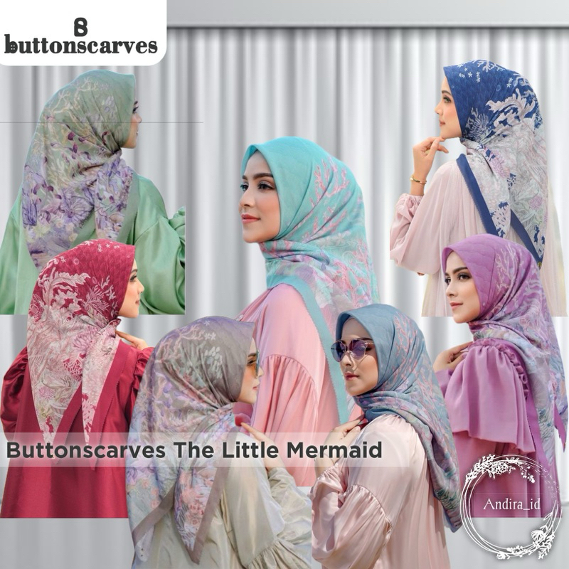 NEW Buttonscarves x Disney The Little Mermaid Square Lavender Seaweed