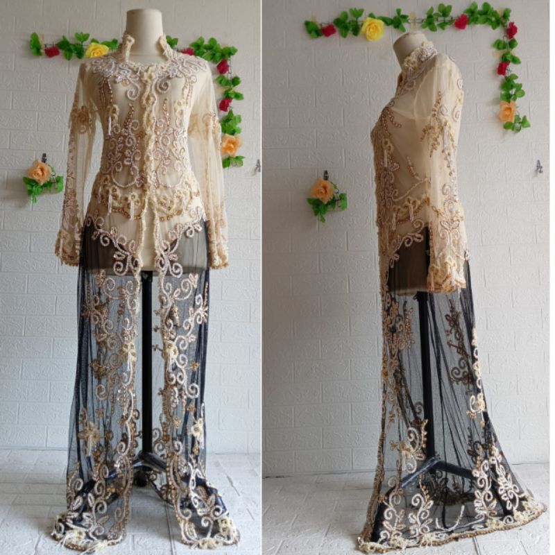 OBRAL CUCI GUDANG-kebaya akad nikah wanita brukat kutubaru wisuda dress pesta pengantin wedding puti