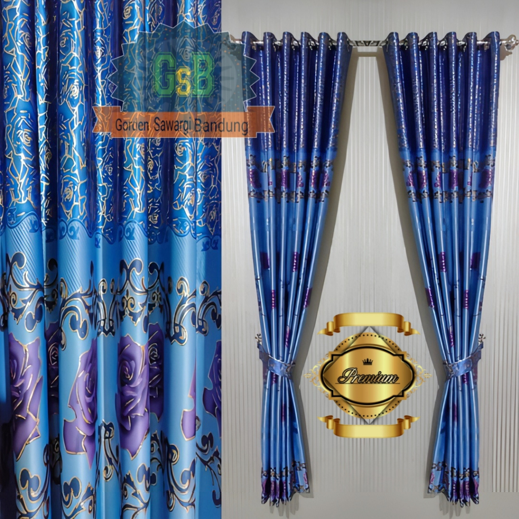 Gorden blackout motif bunga mawar terbaru aesthetic murah tirai pintu hordeng jendela