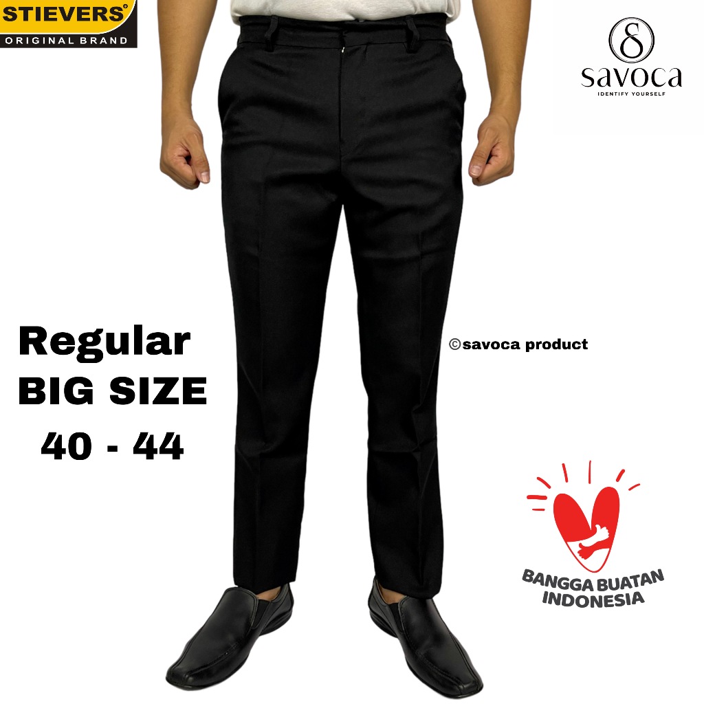 STIEVERS - Celana Kantor Big Size bahan Formal Premium Hitam - Jumbo 40-44