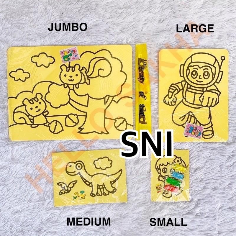 Mainan edukasi anak Mewarnai pasir/mainan anak pasir mewarnai/stiker melukis pasir/stiker merwarnai 