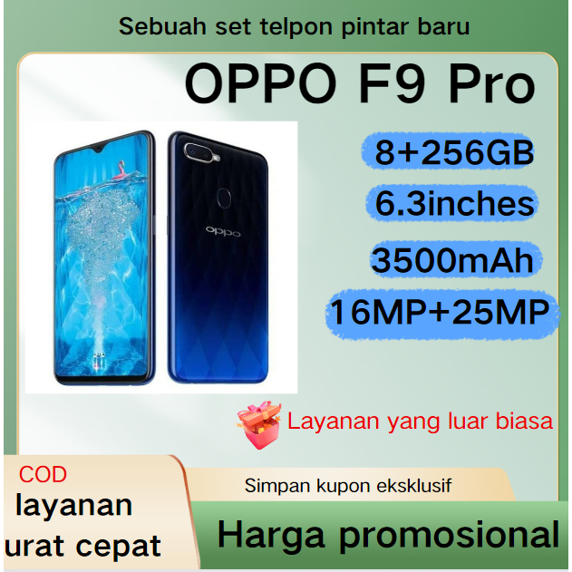 OPPO F9 Pro Smartphone Ram 8GB / 256GB HP 4G LTE Handphone Garansi 1 Tahun