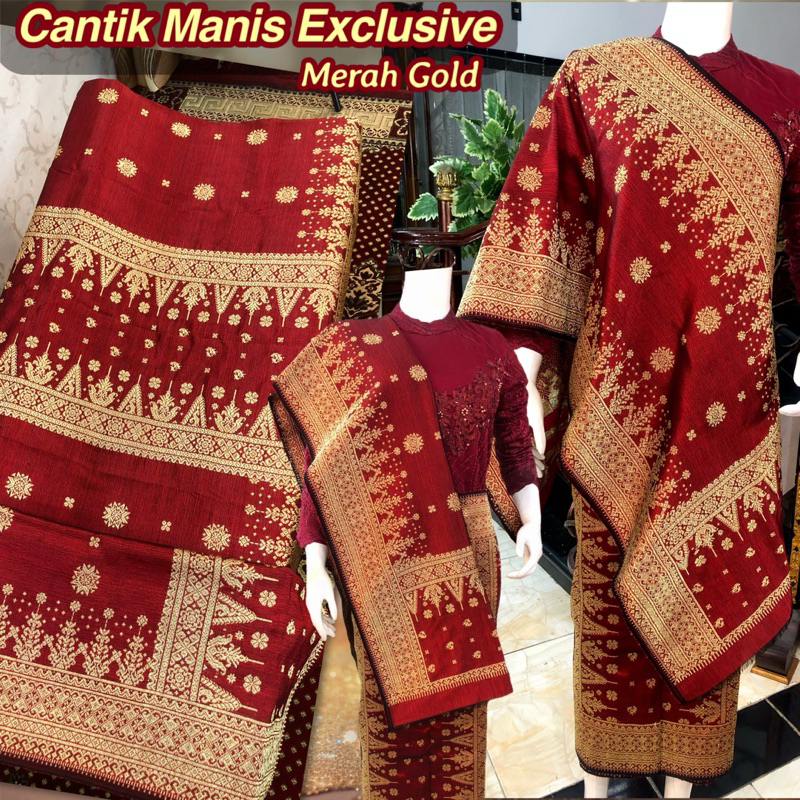 Songket Cantik Manis Exclusive Merah Gold /songket tenun asli palembang /ilham songket palembang /so