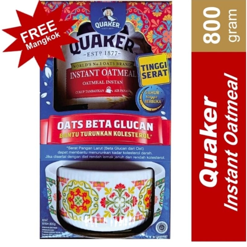 

Quaker Instan Oatmeal 800gram Free mangkuk