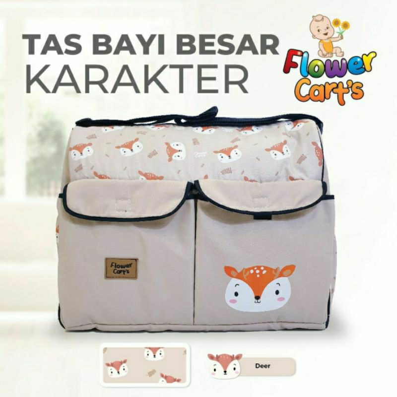 Flower Cart's Tas Besar| Tas Bayi Karakter Jumbo | TAS BAYI BESAR PERLENGKAPAN BAYI | DIAPER BAG PRI