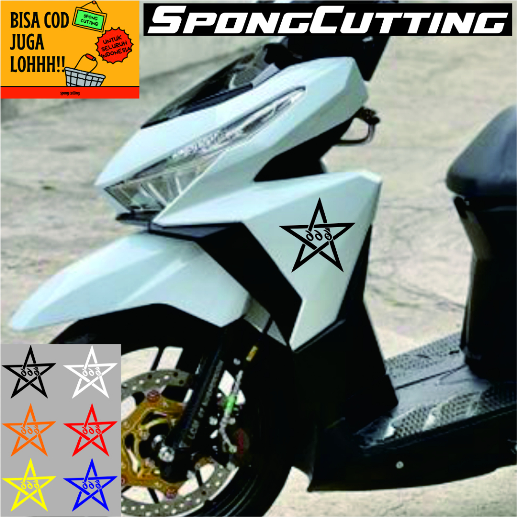 Stiker Sticker Motor Bintang Star Keren Cutting Hologram Bahan Anti Air Motor Matic Sticker