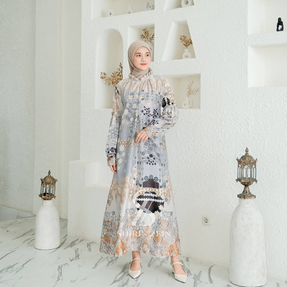 ShirinZein - Gamis Khansa Bahan Sliky Size S - 3XL Kondangan Pesta Simple Mewah Elegan Terbaru 2024-1