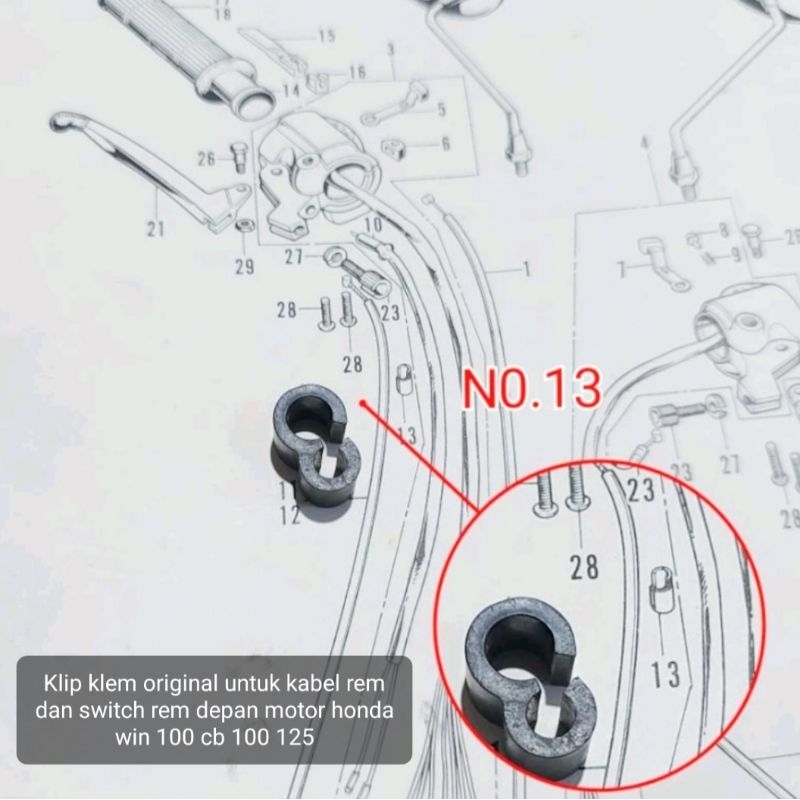 KLIP KLEM PENJEPIT ORIGINAL UNTUK KABEL REM DAN SWITCH REM DEPAN MOTOR HONDA WIN 100 CB 100 125