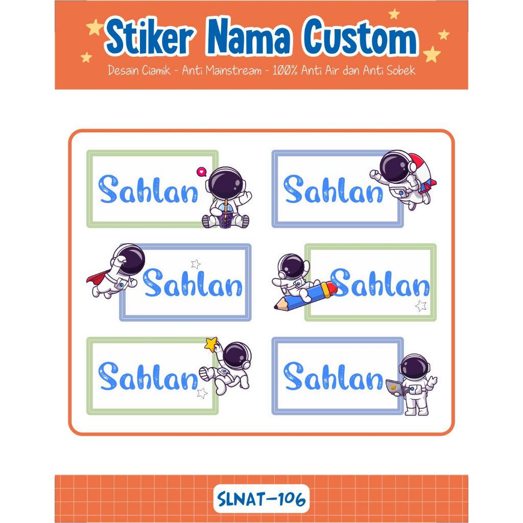 

Infinity Label Stiker Nama Anak Tas Sepatu Buku Sekolah Baju Botol SLNAT-106 Desain Anti Mainstream 2x4cm Waterproof 42pcs