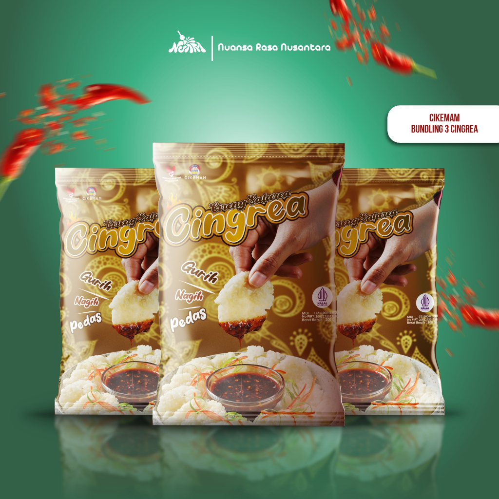 

[ TERLARIS & TERPERCAYA ] CIKEMAM - PAKET BUNDLING CINGREA (3 PCS) - Cik Emam Cireng Salarea Bumbu Rujak Krispy