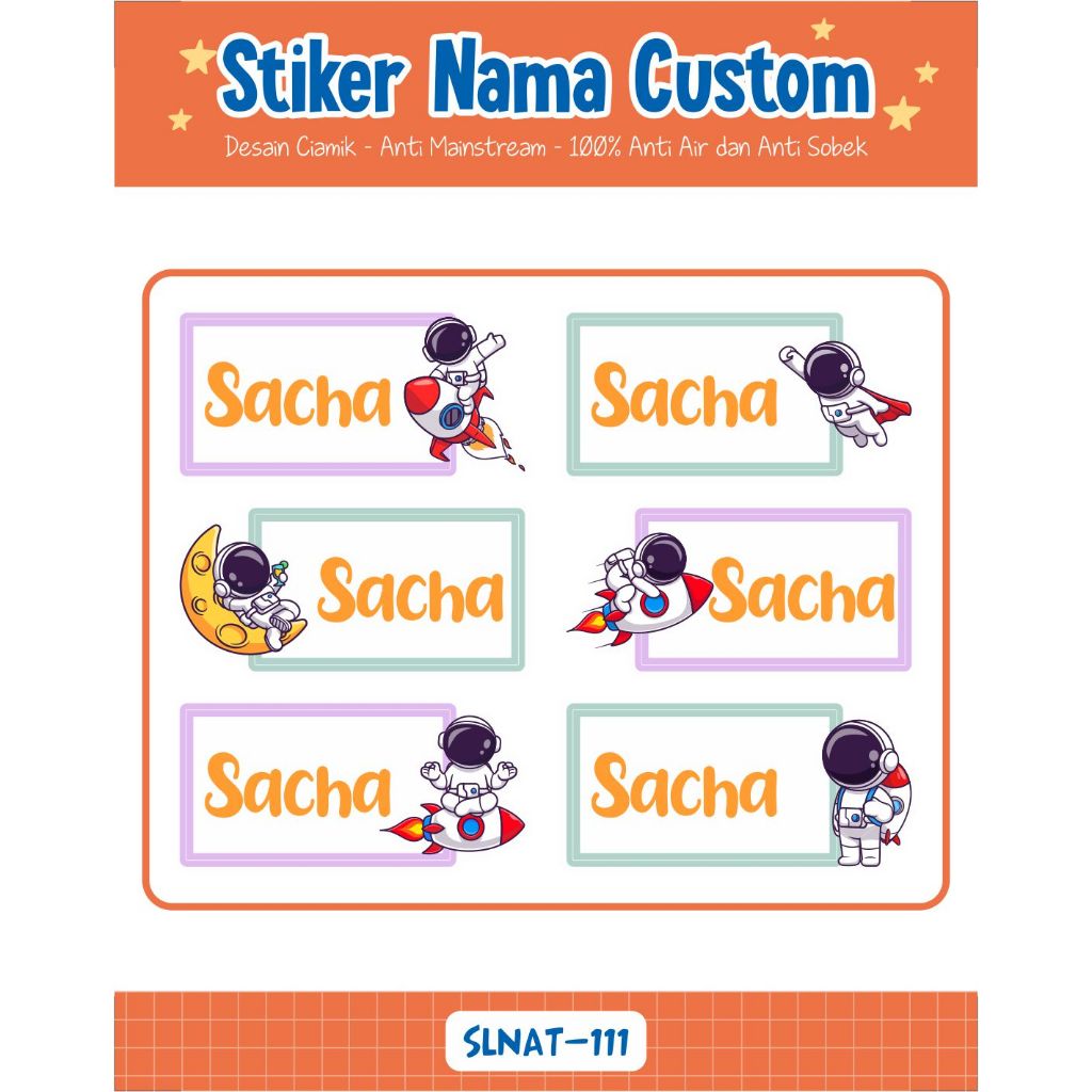 

Infinity Label Stiker Nama Anak Tas Sepatu Buku Sekolah Baju Botol SLNAT-111 Desain Anti Mainstream 2x4cm Waterproof 42pcs