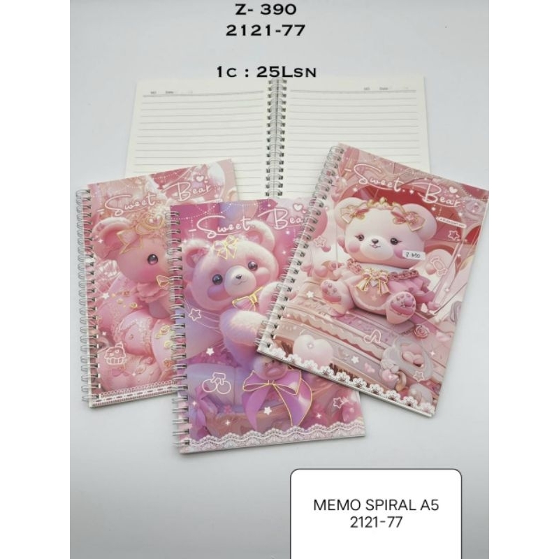 

MEMO A5 SPIRAL 2121-77 MOTIF BEAR PINK ISI 60 LEMBAR/KERTAS BERGARIS