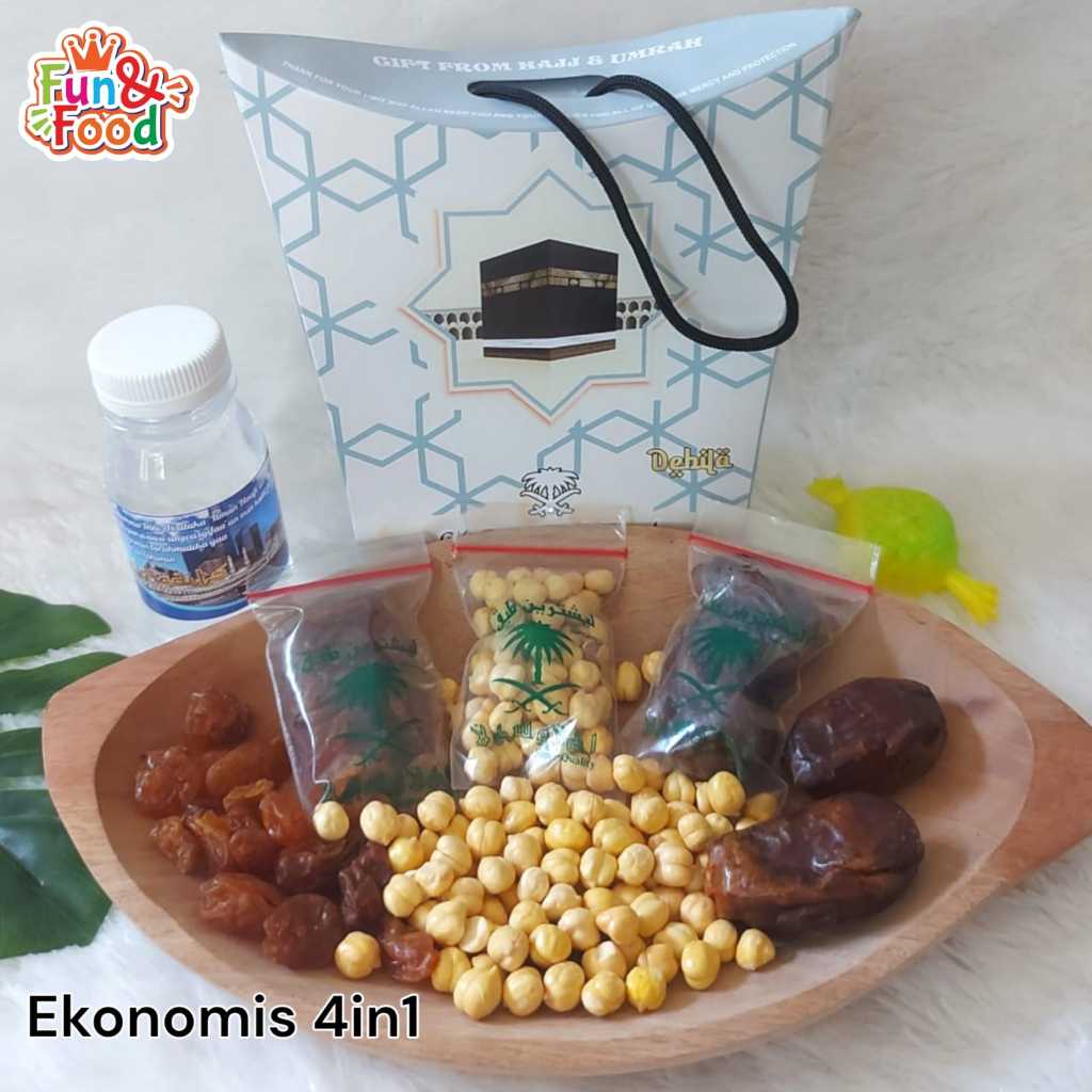 

Hampers Souvenir Paket Oleh-oleh Haji dan Umroh Paket Ekonomis 4in1