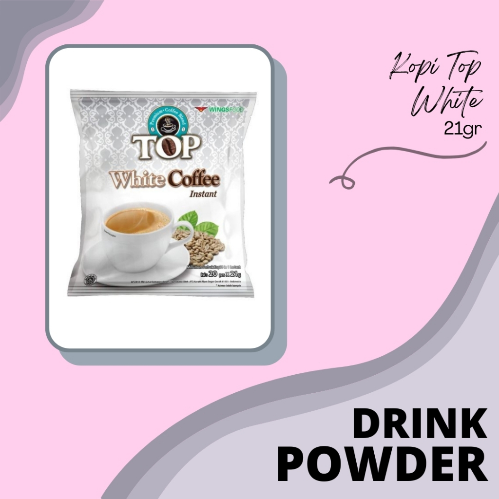

DRINK POWDER | BUBUK MINUMAN | SERBUK MINUMAN | TOP WHITE COFFEE | KOPI TOP WHITE 21GR