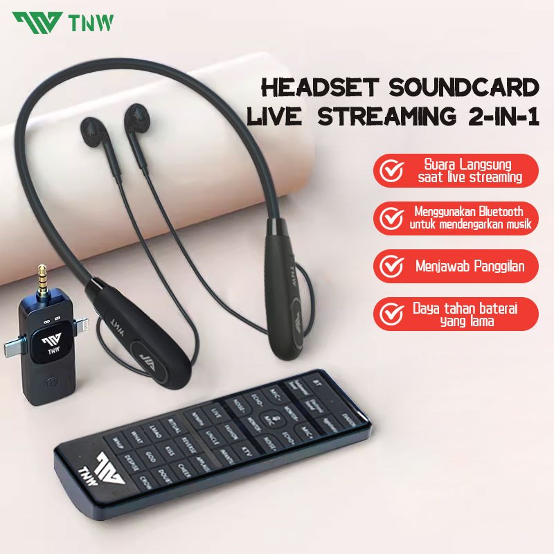 TNW S20 Live Sound Card Microphone Microphone 2in1 Wireless Clip on Mic dan SoundCard Mic HP Audio L