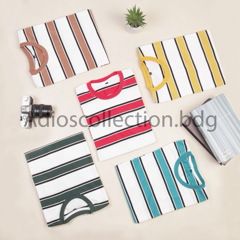 Kaos Salur Pria Kaos Stripe Pria Kaos Salur Wanita Unisex