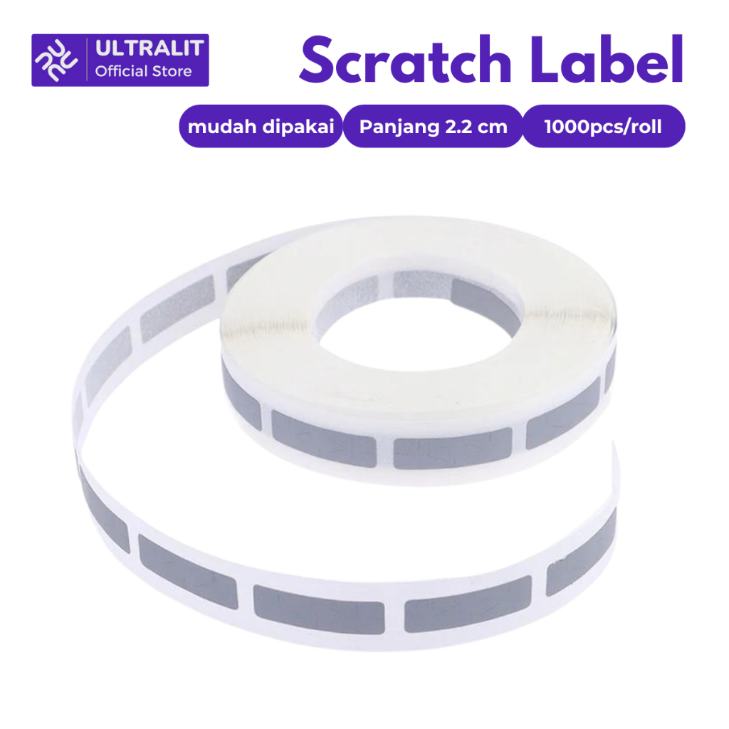 

ULTRALIT 1000 pcs Scratch Sticker Label 6 x 22 mm / Sticker Label Gosok Pin Voucher