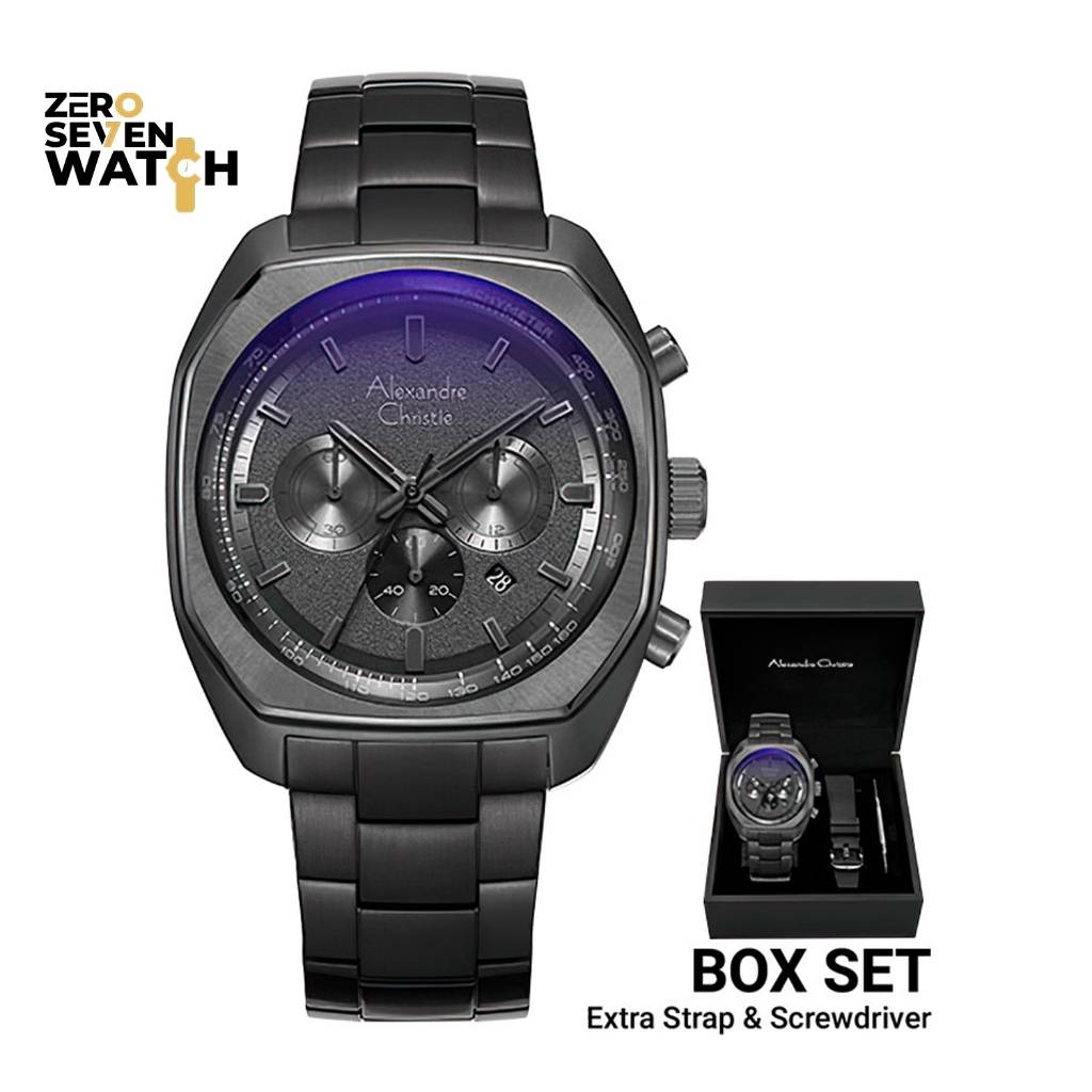 Jam Tangan Pria Alexandre Christie AC 6666 AC6666 Chronograph Stainless Steel Strap