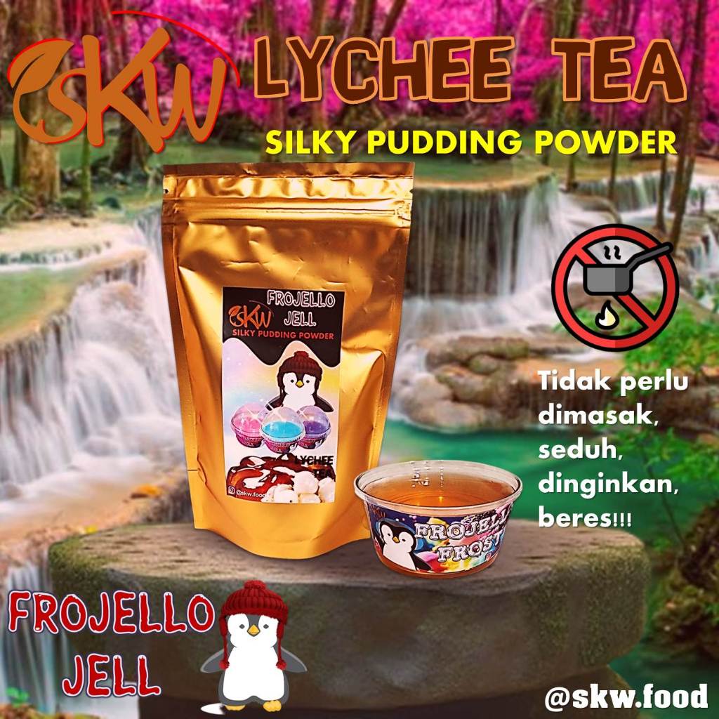 

Frojello Jell Silky Pudding tanpa masak Lychee Tea 125 gr